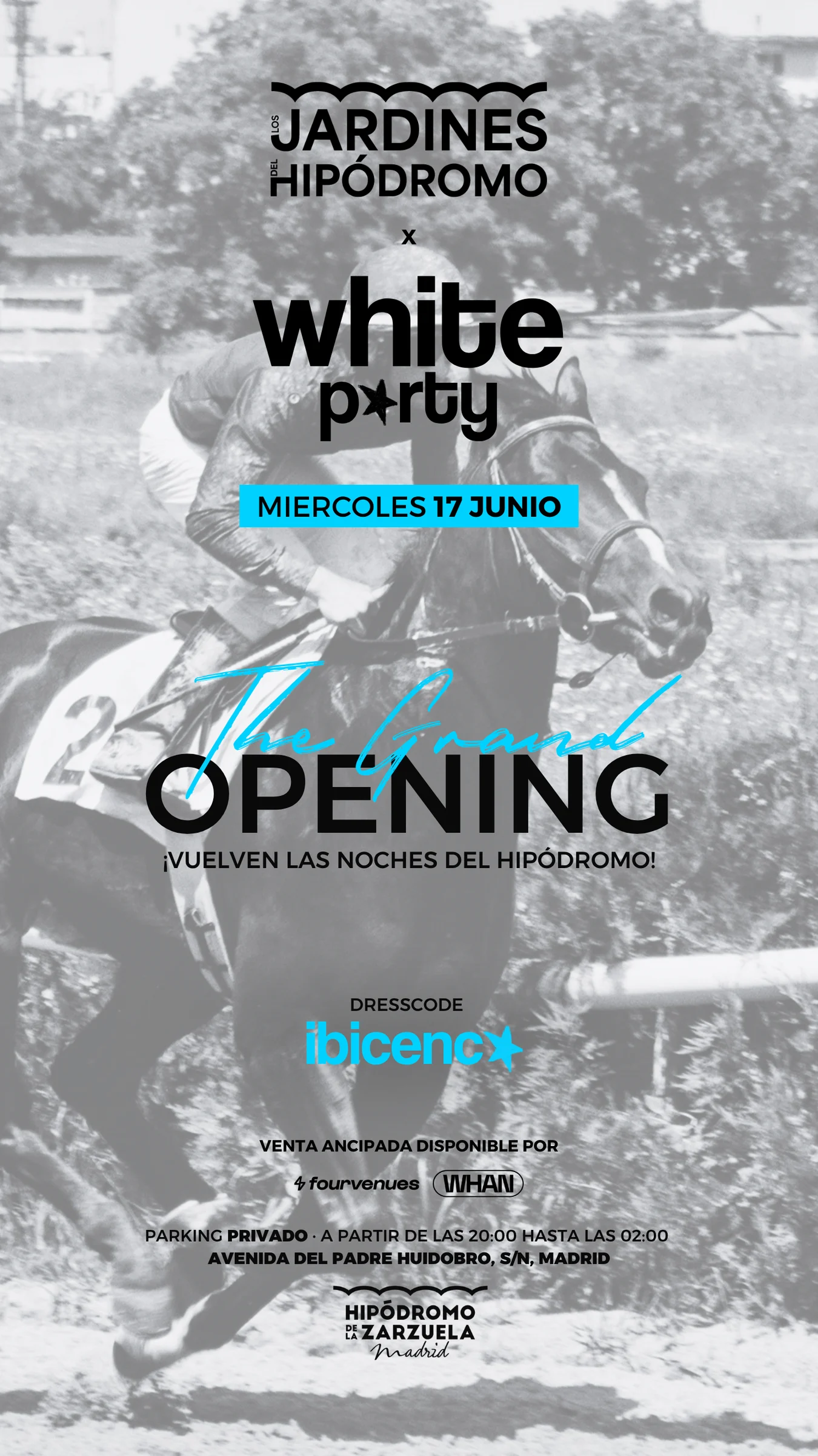 Flyer de Los Jardines del Hipódromo White Party